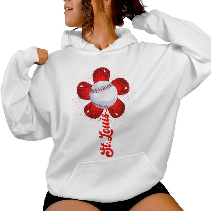 St Louis Retro Baseball Flower Lover Met At Game Day Boys Women Hoodie