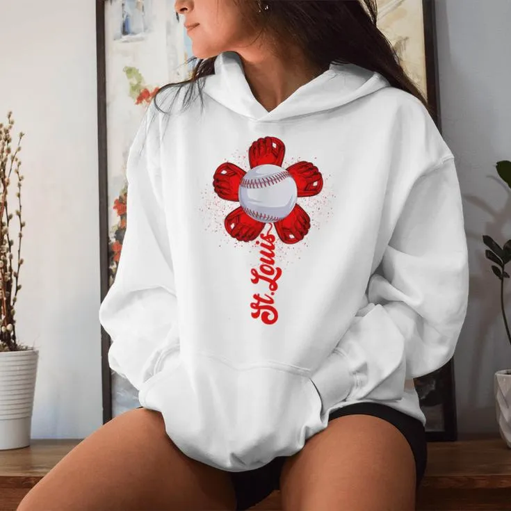 St Louis Retro Baseball Flower Lover Met At Game Day Boys Women Hoodie