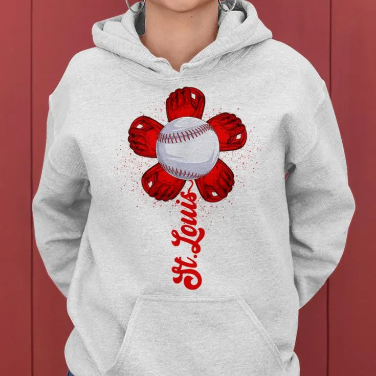 St Louis Retro Baseball Flower Lover Met At Game Day Boys Women Hoodie