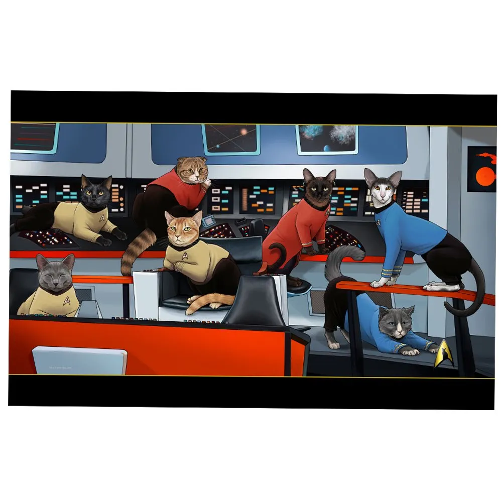 Star Trek: The Original Series Crew Cats Black Sherpa Blanket