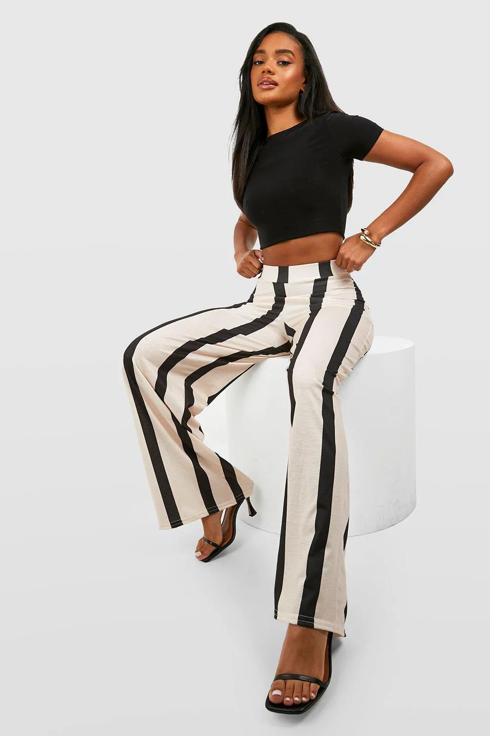 Stripe Printed Wide Leg Pants