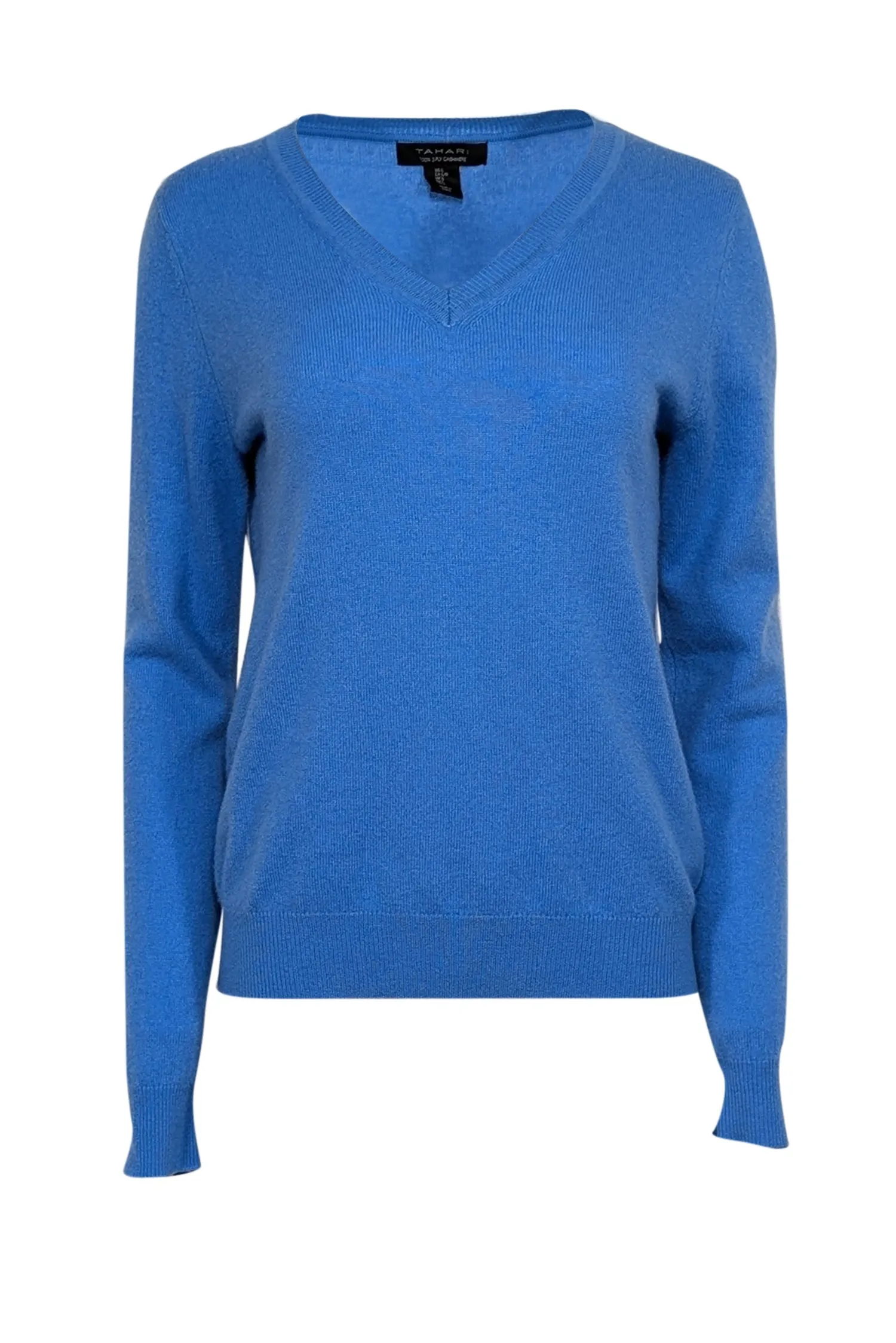 Tahari - Blue Cashmere V-Neck Sweater Sz L