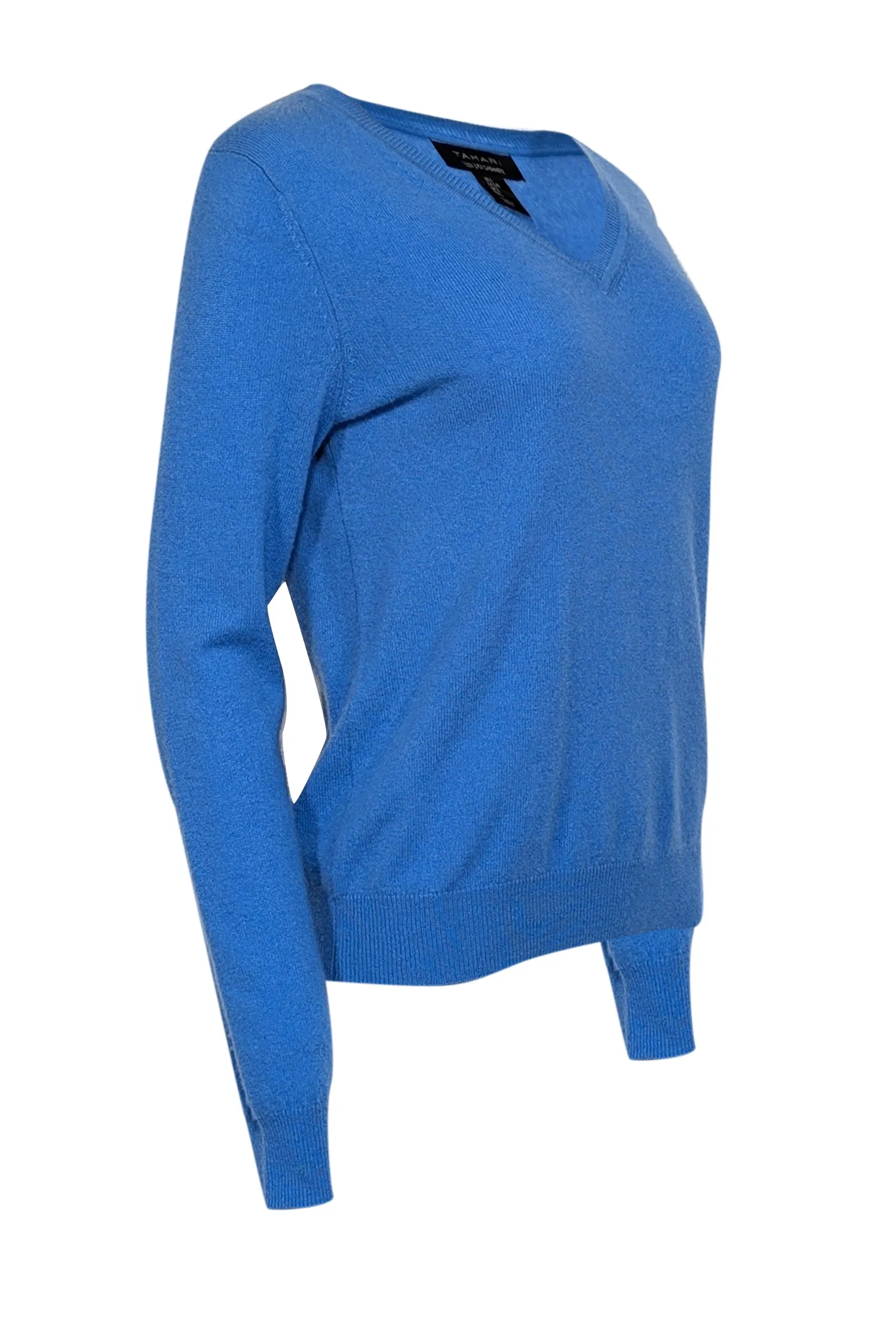 Tahari - Blue Cashmere V-Neck Sweater Sz L