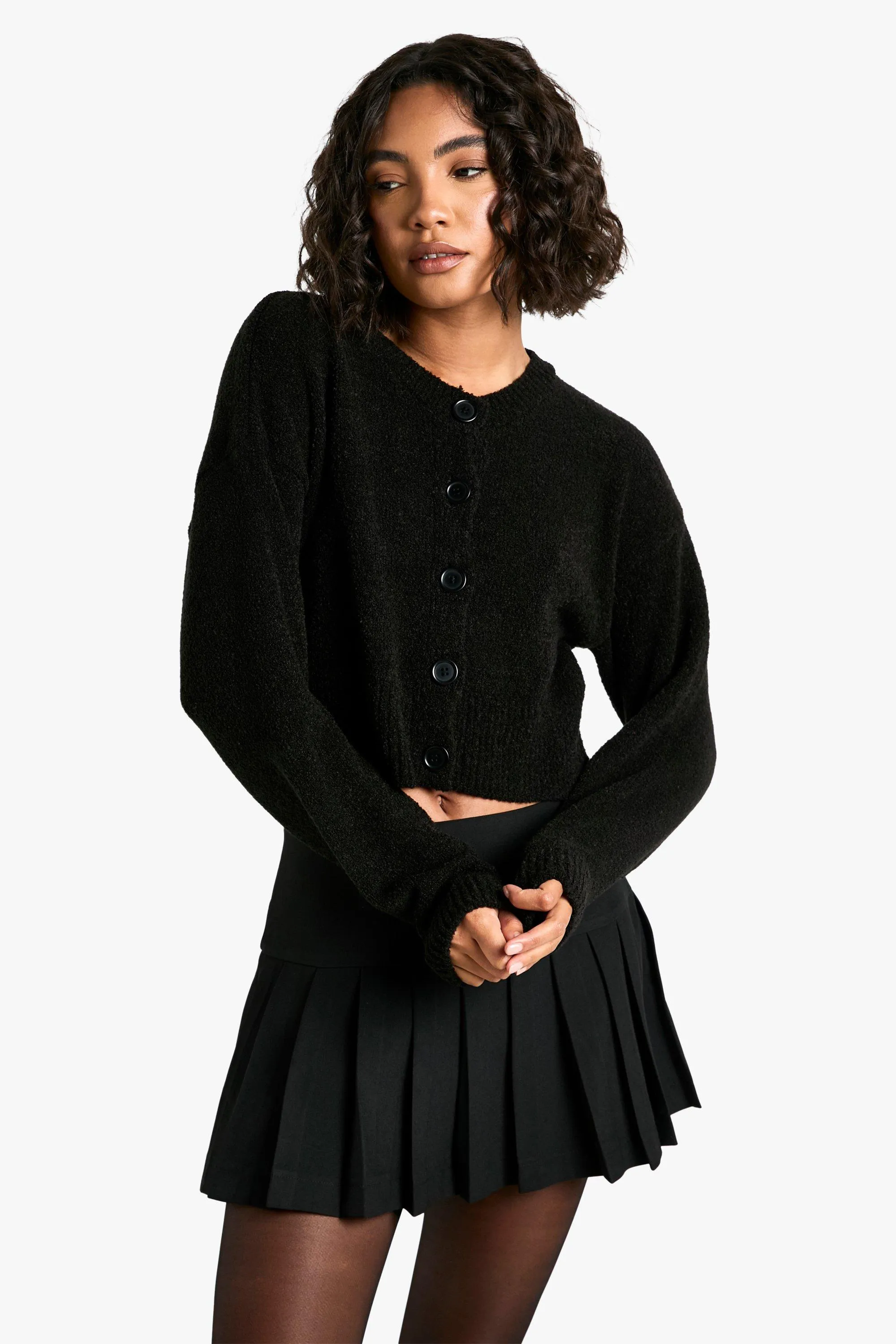 Tall Boucle High Neck Cardigan