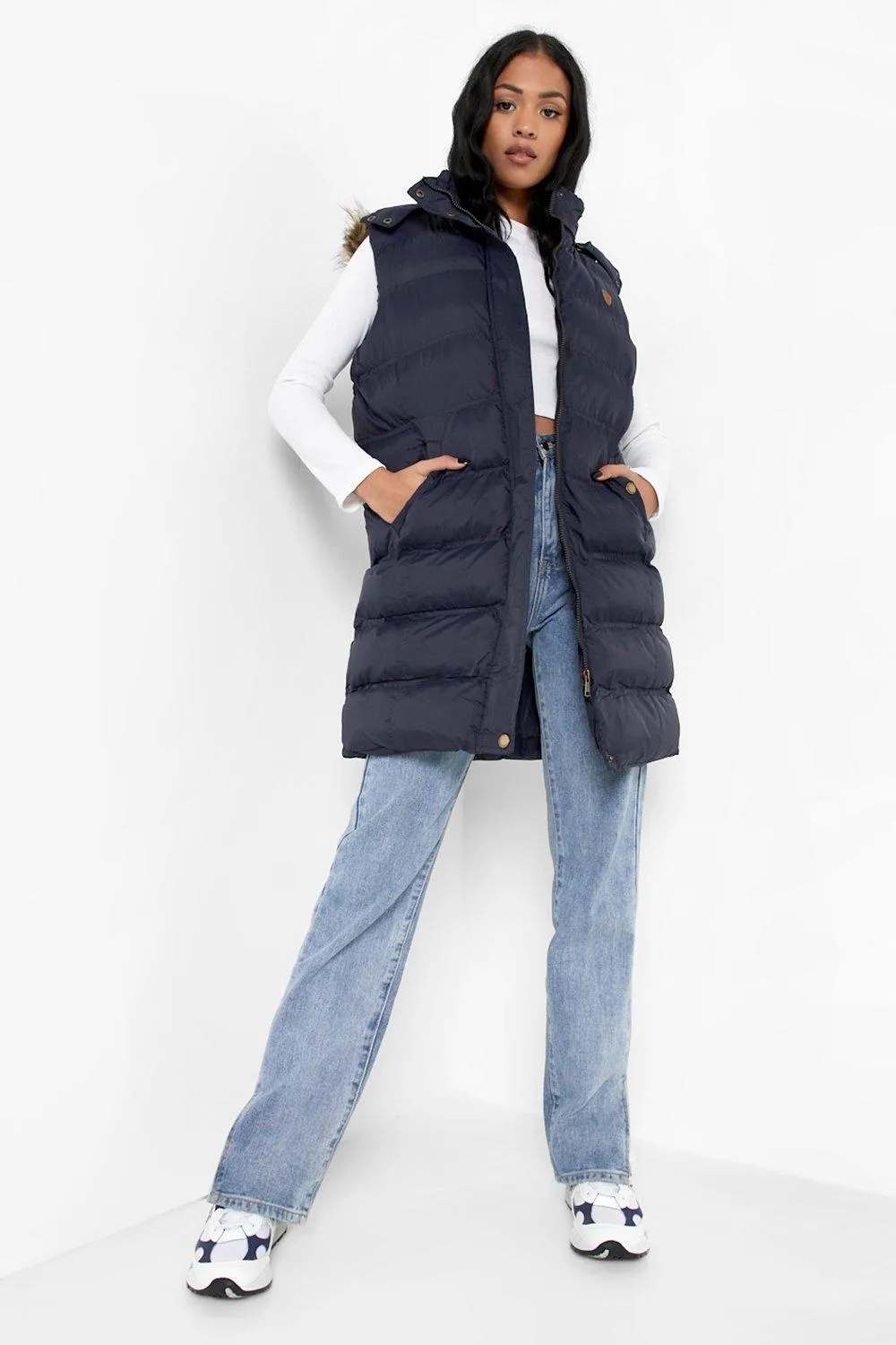 Tall Faux Fur Trim Vest