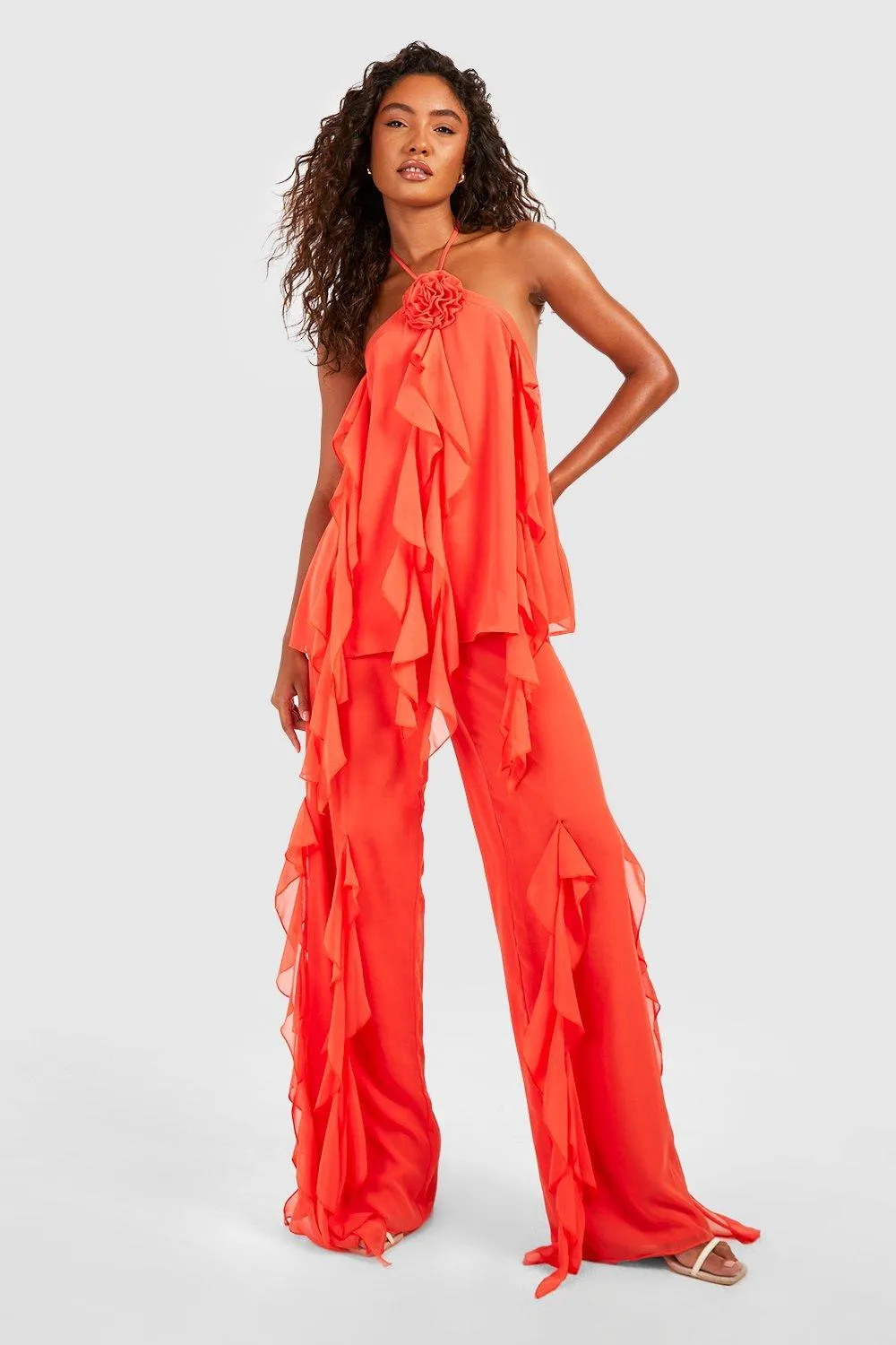 Tall Ruffle Woven Wide Leg Pants