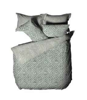 Tanza global geometric duvet cover set sage green Furn