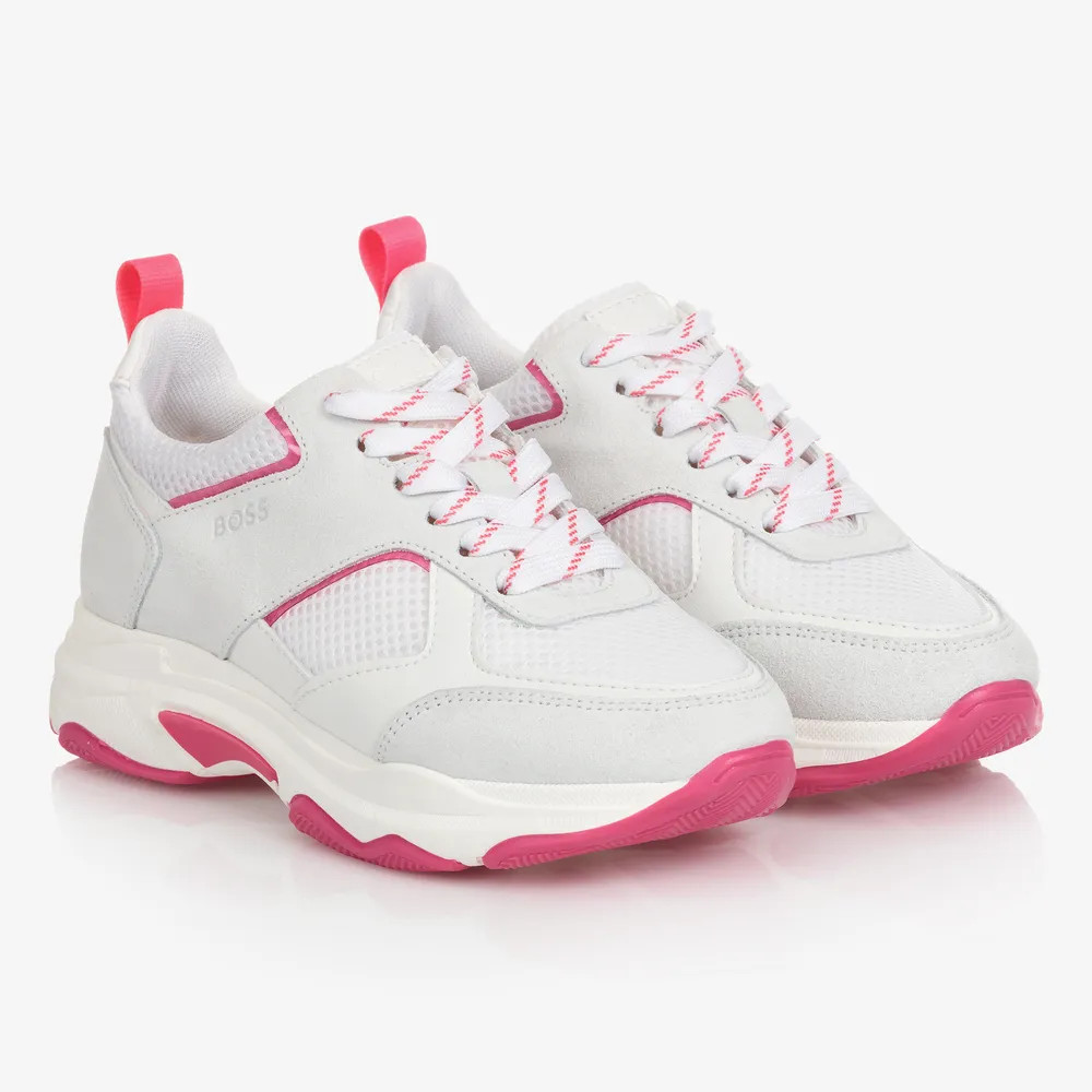 Teen Girls White Logo Trainers