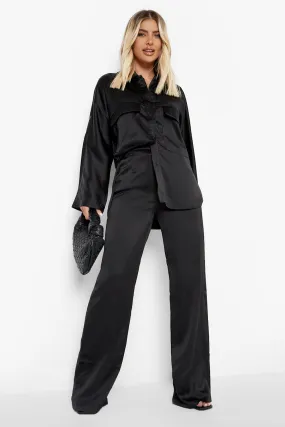 Textured Woven Wide Leg Relaxed Fit Pants