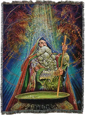 The Cauldron Wizard  Tapestry Blanket