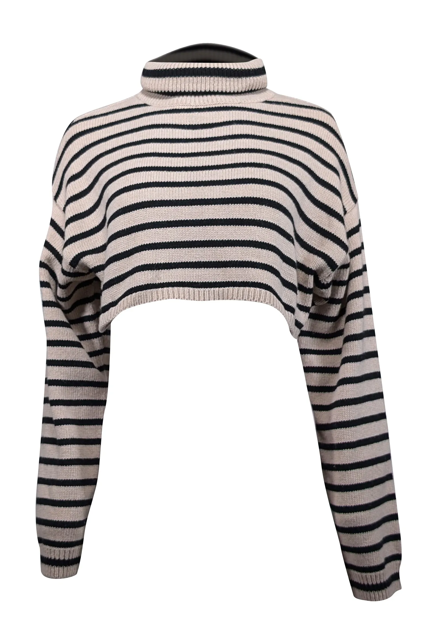 The Frankie Shop - Beige & Black Striped Crop Sweater Sz XS/S