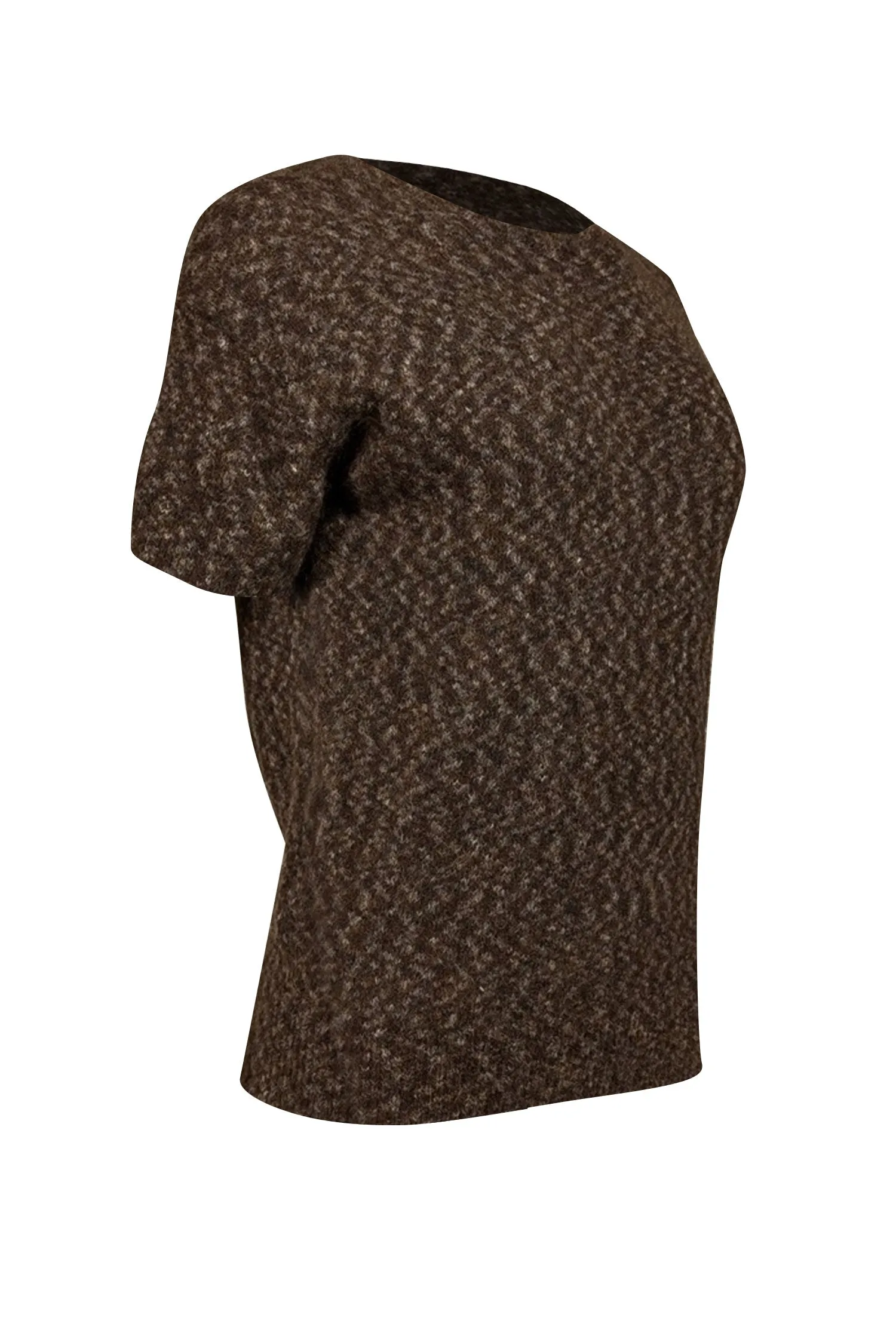 Theory - Brown & Grey Mohair-Wool Blend Short Sleeve Sweater Sz P