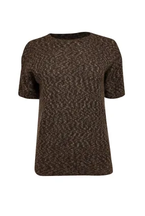 Theory - Brown & Grey Mohair-Wool Blend Short Sleeve Sweater Sz P