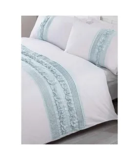 Tilly pintuck duvet cover set duck egg blue Rapport