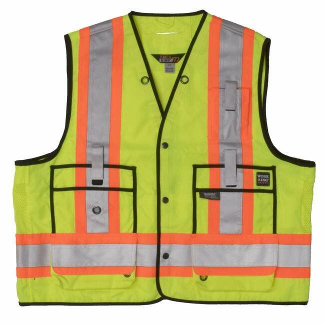 Tough Duck Men's Surveyor Safety Vest in Fluorescent Green