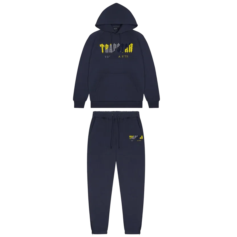 Trapstar Chenille Decoded Hoodie Tracksuit - Navy / Yellow