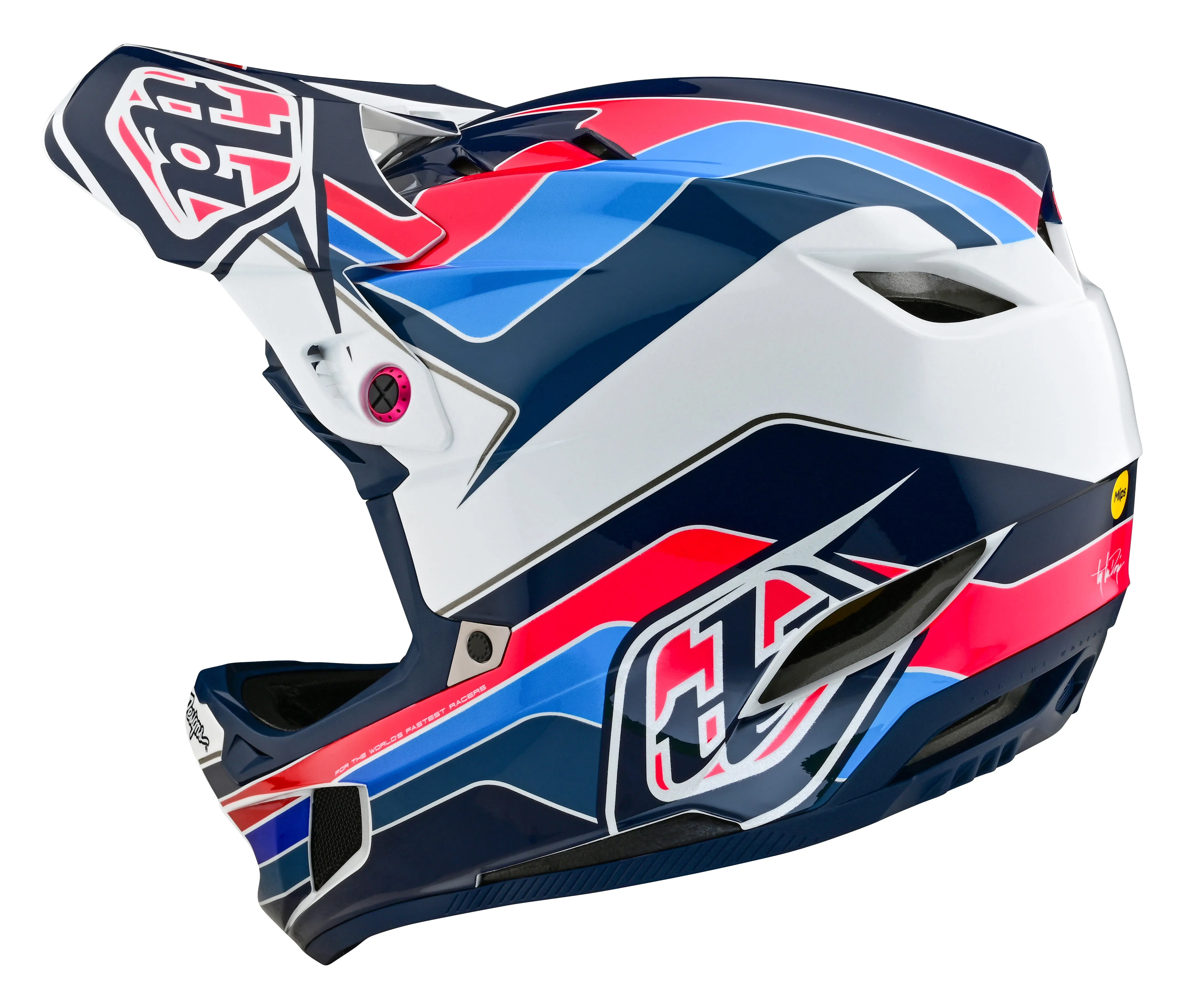 Troy Lee Designs D4 Polyacrylite Full Face Helmet with MIPS - Block - Blue-White