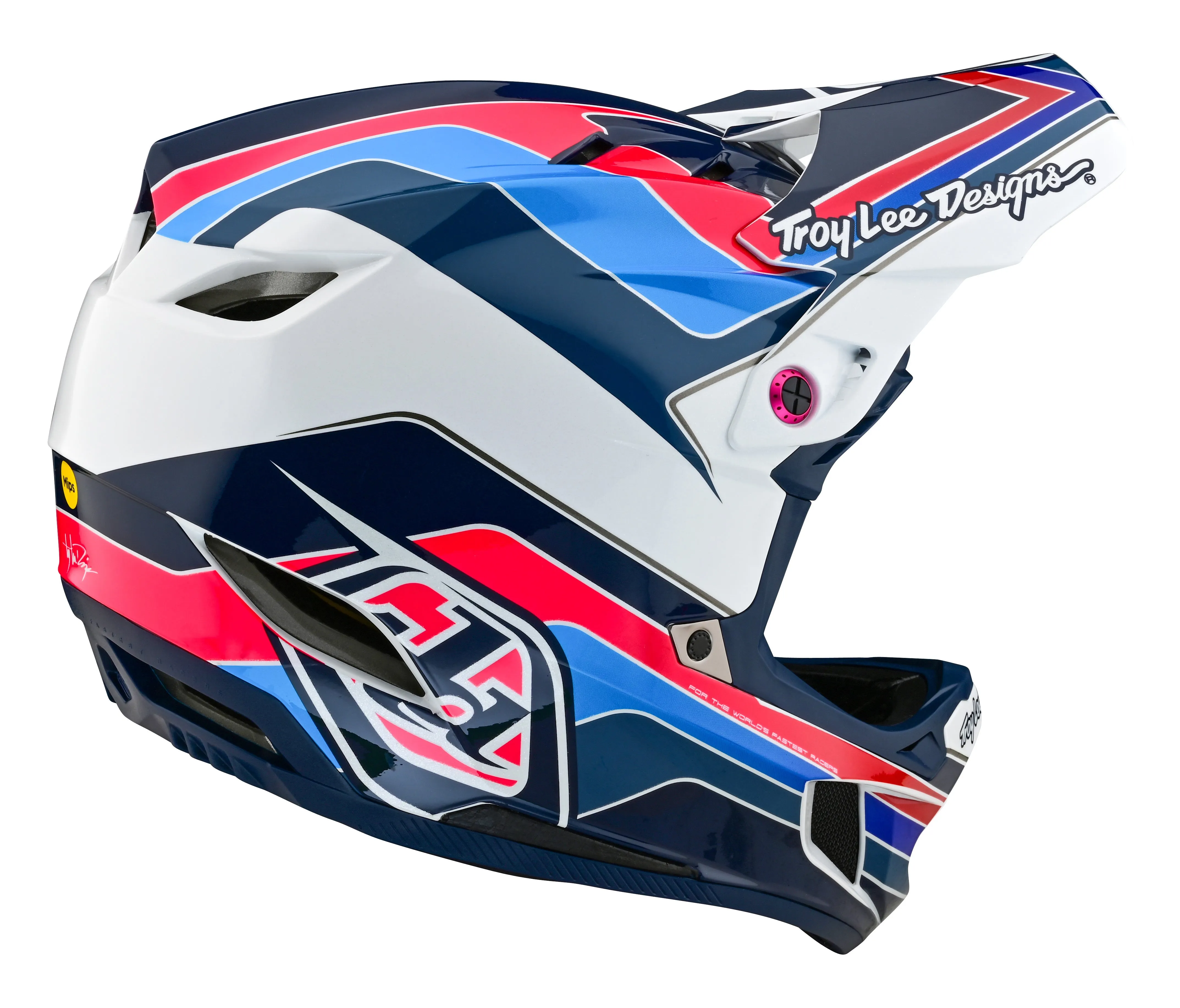 Troy Lee Designs D4 Polyacrylite Full Face Helmet with MIPS - Block - Blue-White