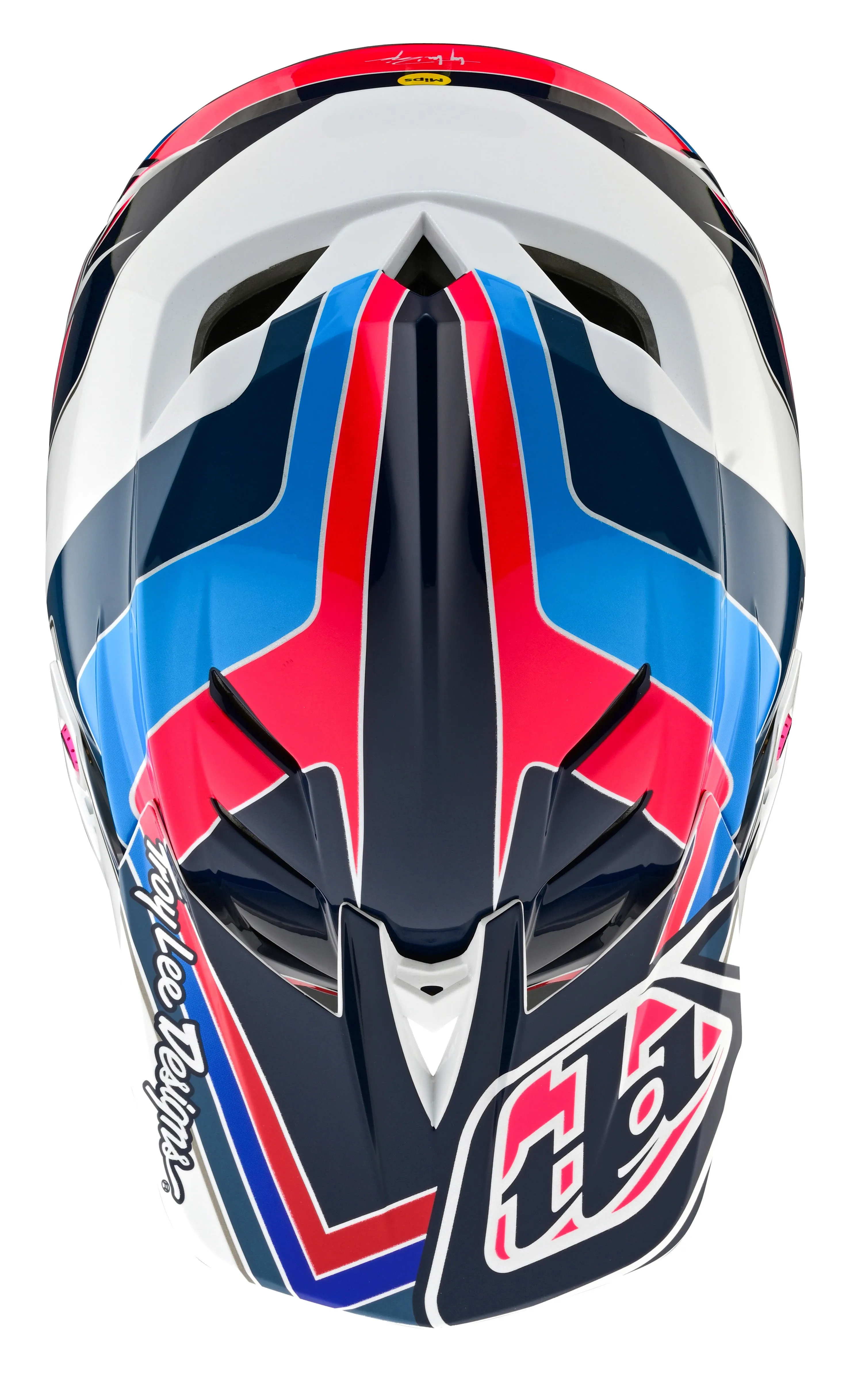 Troy Lee Designs D4 Polyacrylite Full Face Helmet with MIPS - Block - Blue-White