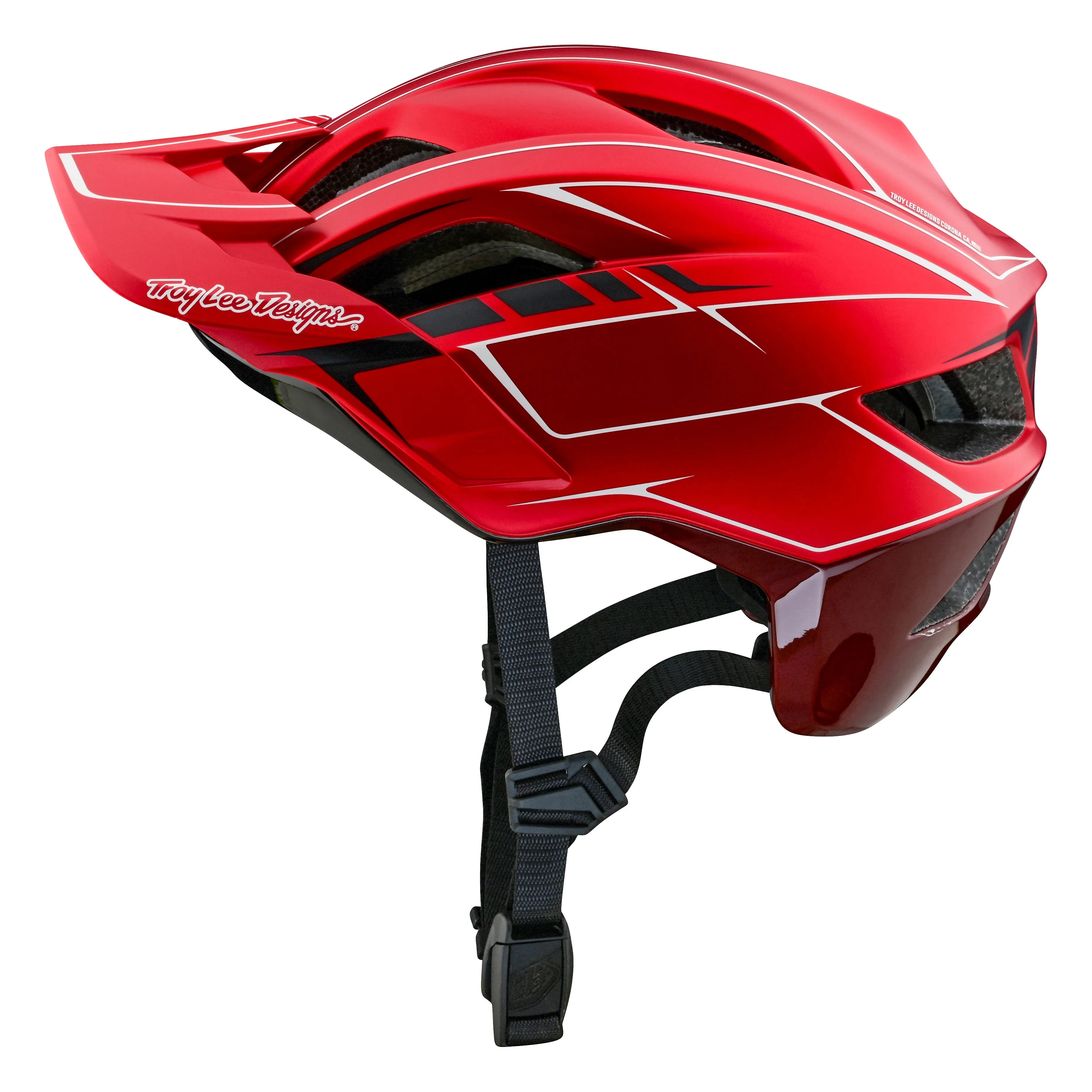 Troy Lee Designs Flowline SE MTB Helmet - Badge - Pinstripe - Red