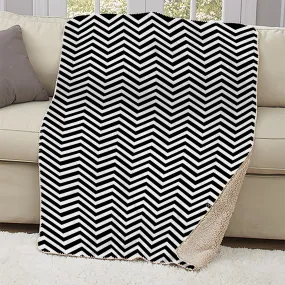 Twin Peaks Black and White Chevron Sherpa Blanket