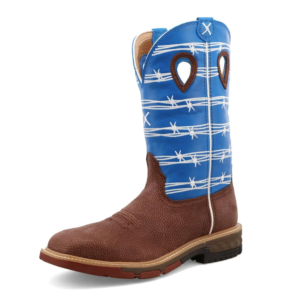 Twisted X | 12" AT Western Work Boot | Burgandy & Blue Sky