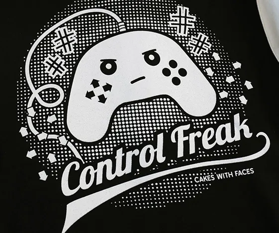 Unisex Varsity Jacket for Gamers: "Control Freak" | Cakes with Faces