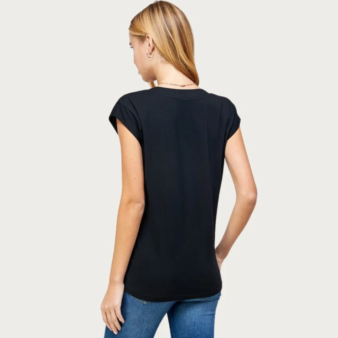 V-Neck Sleeveless Top (Black)