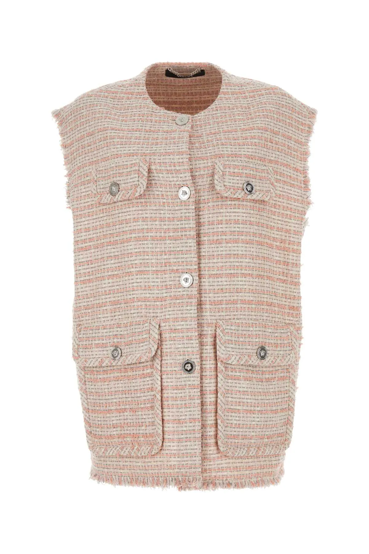 Versace Embroidered Tweed Oversize Vest