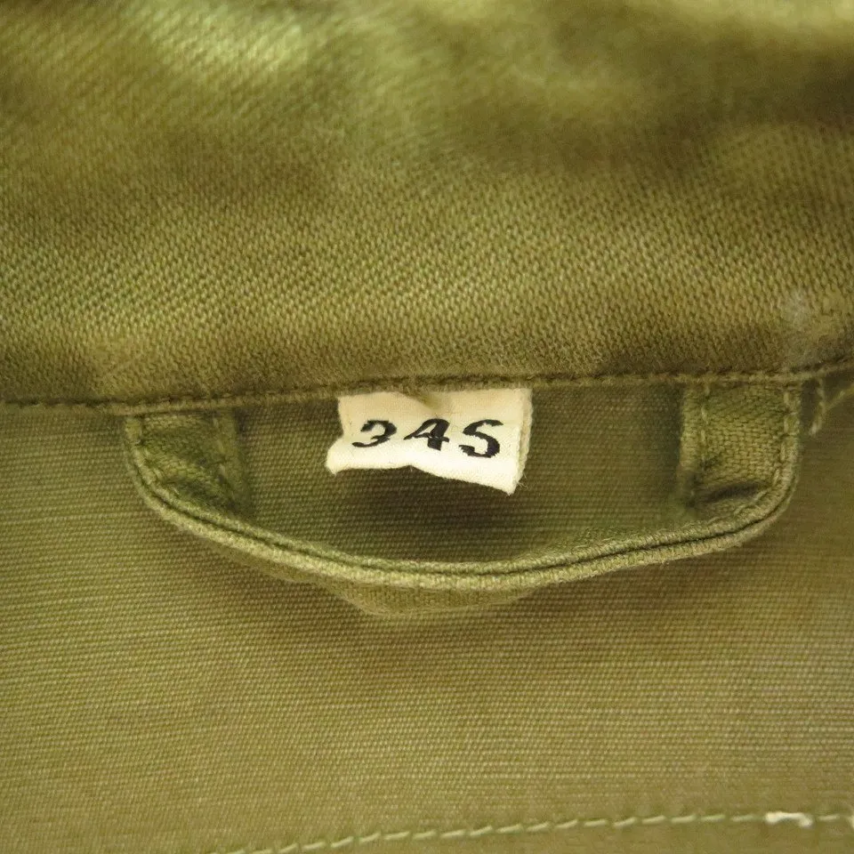 Vintage 40s WWII M-1943 Field Jacket Mens 34 Short US Military OG Sateen