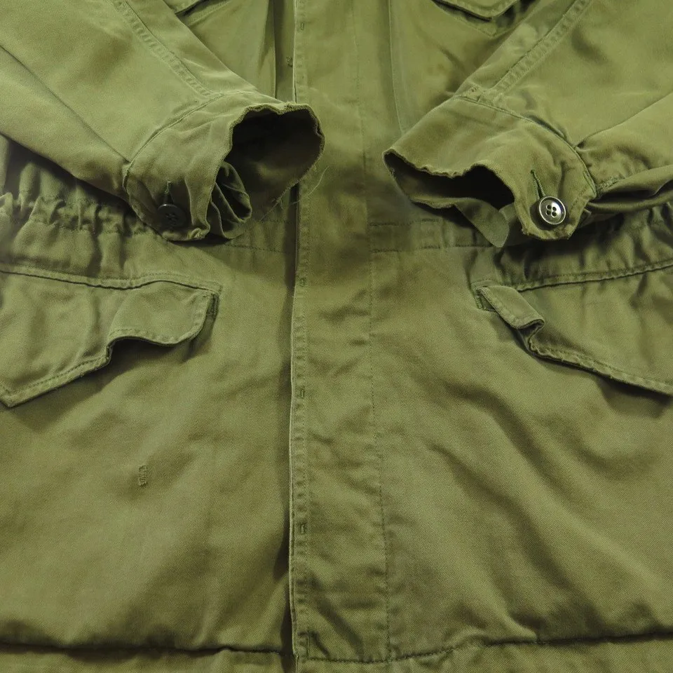 Vintage 40s WWII M-1943 Field Jacket Mens 34 Short US Military OG Sateen