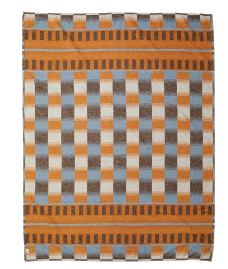 Western Tracks Blanket - Blue/gold Multi - One Size