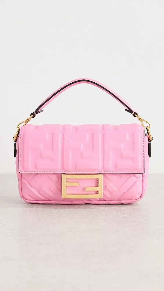 What Goes Around Comes Around   Fendi Pink Embossed Baguette Crossbody Mini Bag 