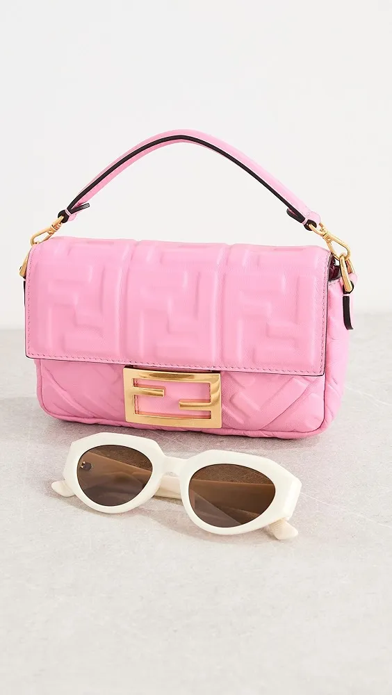 What Goes Around Comes Around   Fendi Pink Embossed Baguette Crossbody Mini Bag 