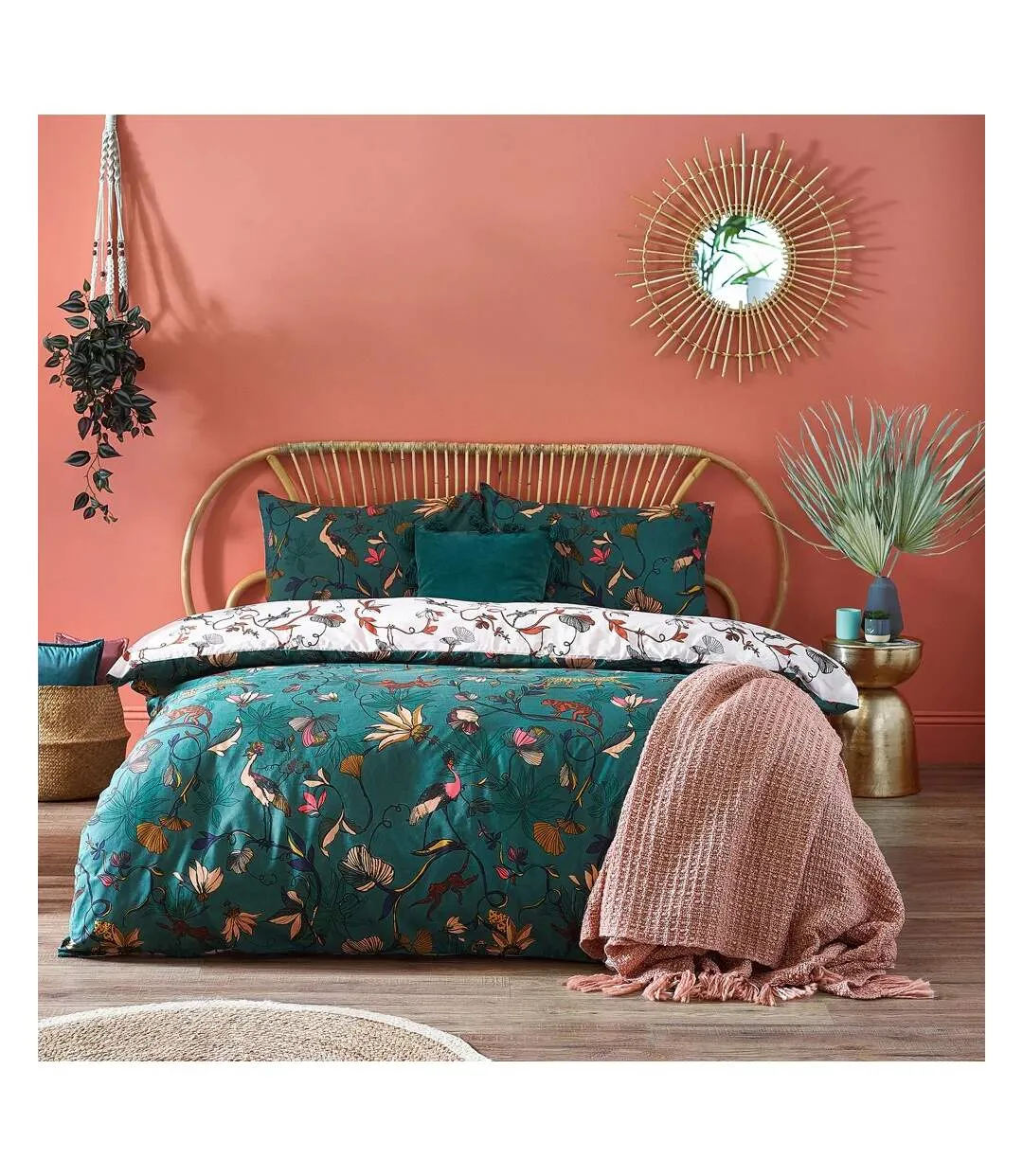 Wildlings tropical duvet cover set juniper green Furn