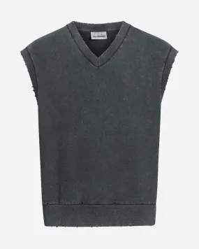 Women Distressed Vest - Dark Grey