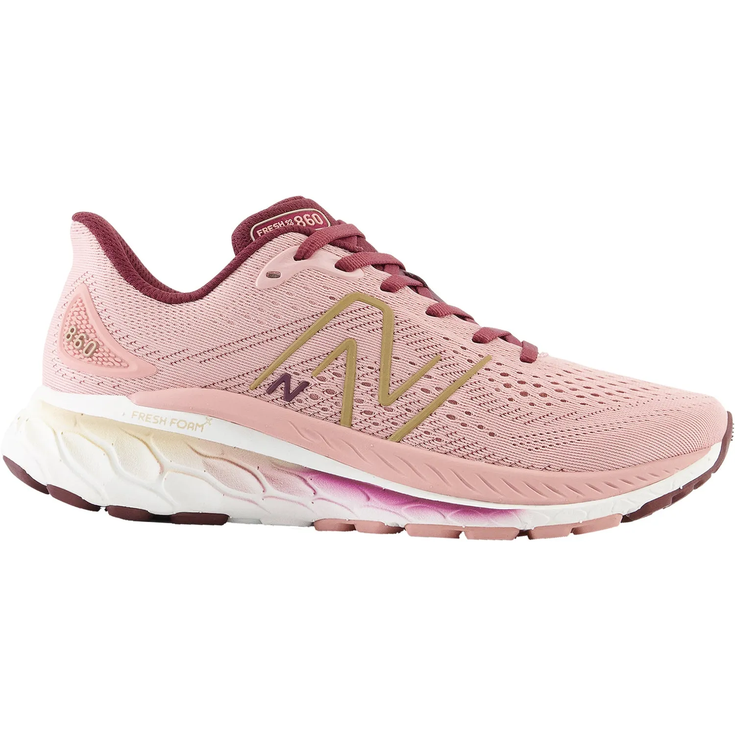 Women's New Balance W860R13 Fresh Foam X Pink Moon/Burgundy Mesh