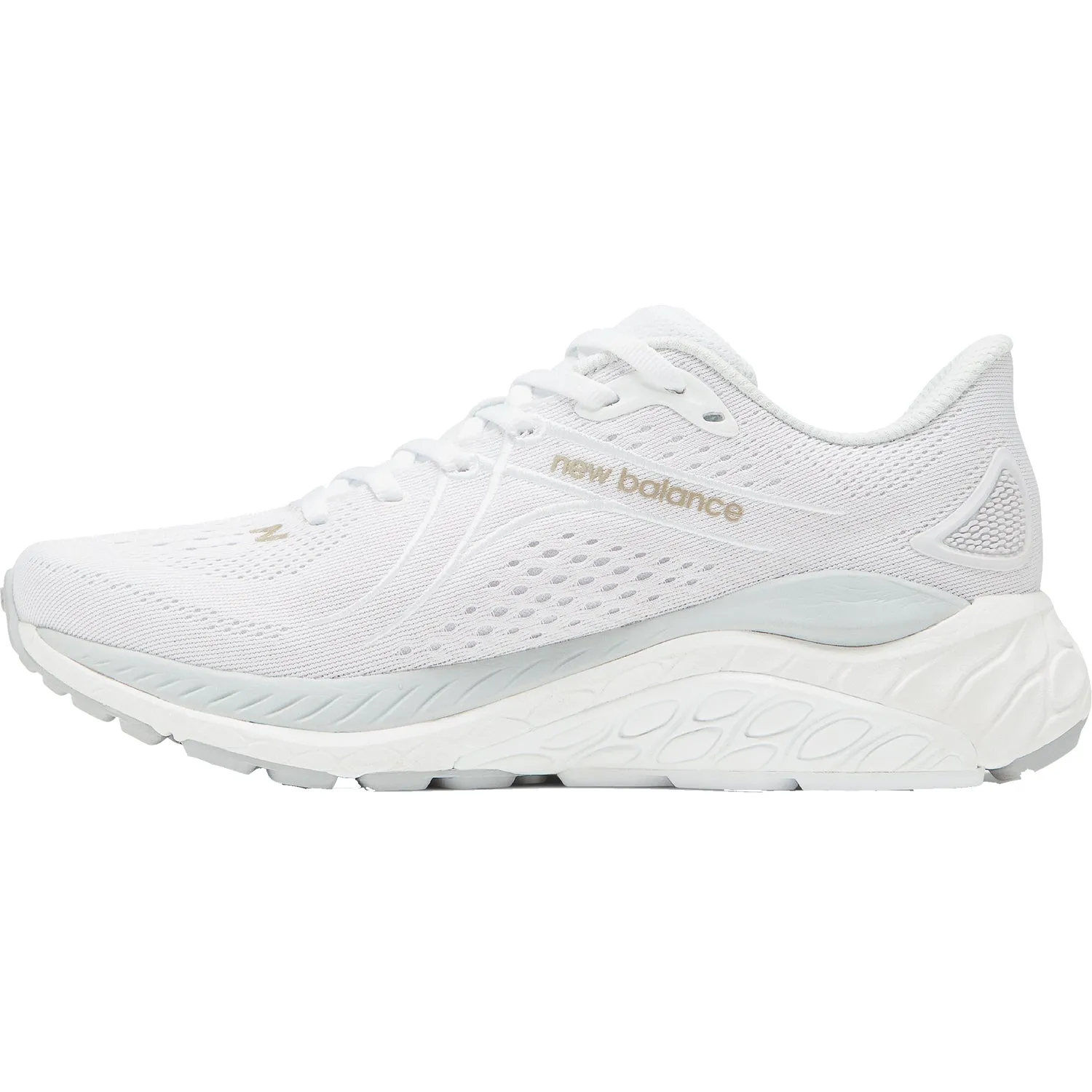 Women's New Balance W860W13 Fresh Foam X White/Light Aluminum/Light Gold Mesh