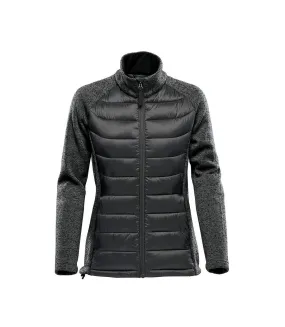 Womens/ladies narvik hybrid soft shell jacket black/dolphin/heather Stormtech