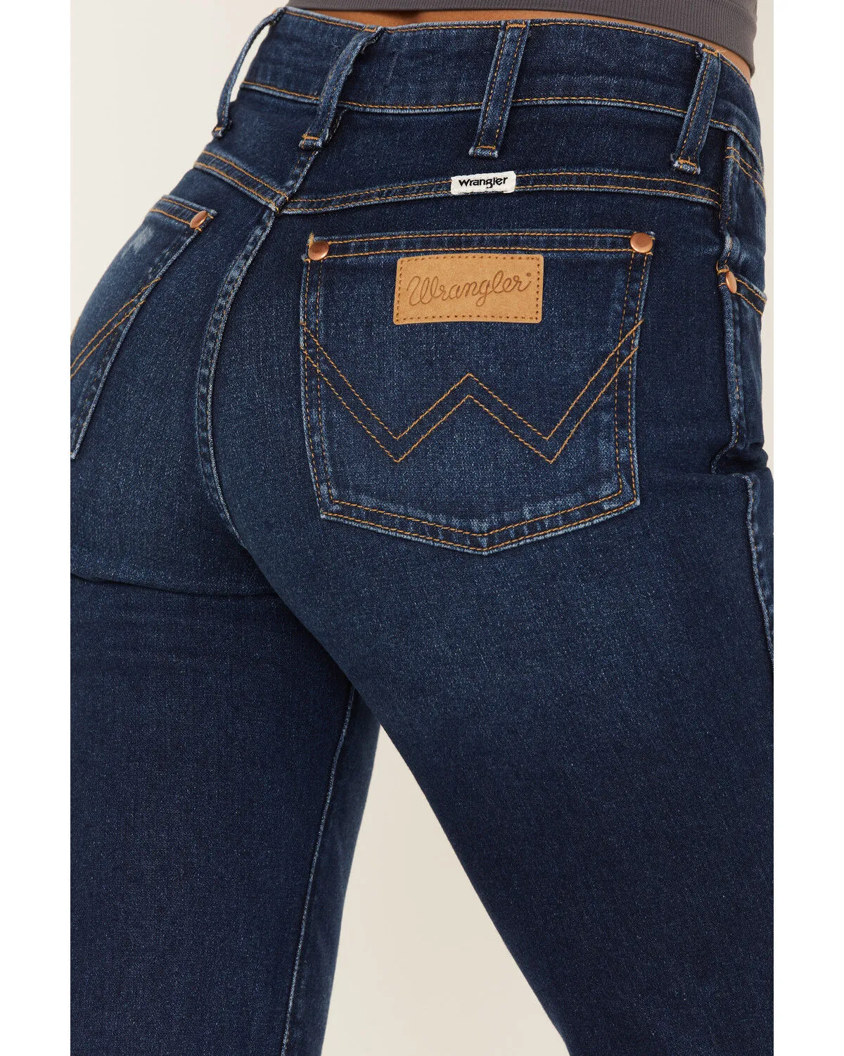 Wrangler Women's Wild West Dark Wash High Rise Stretch Straight Jeans