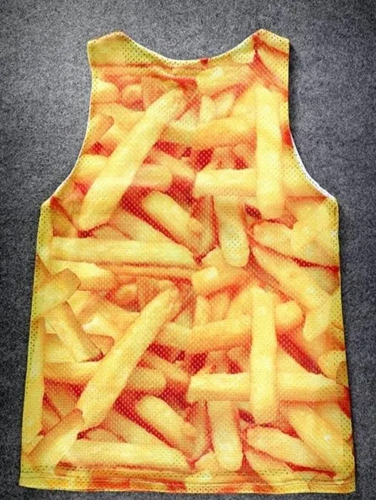 Yellow French Fries Net Sleeveless Mens T-shirt Vest Sports Tank Top