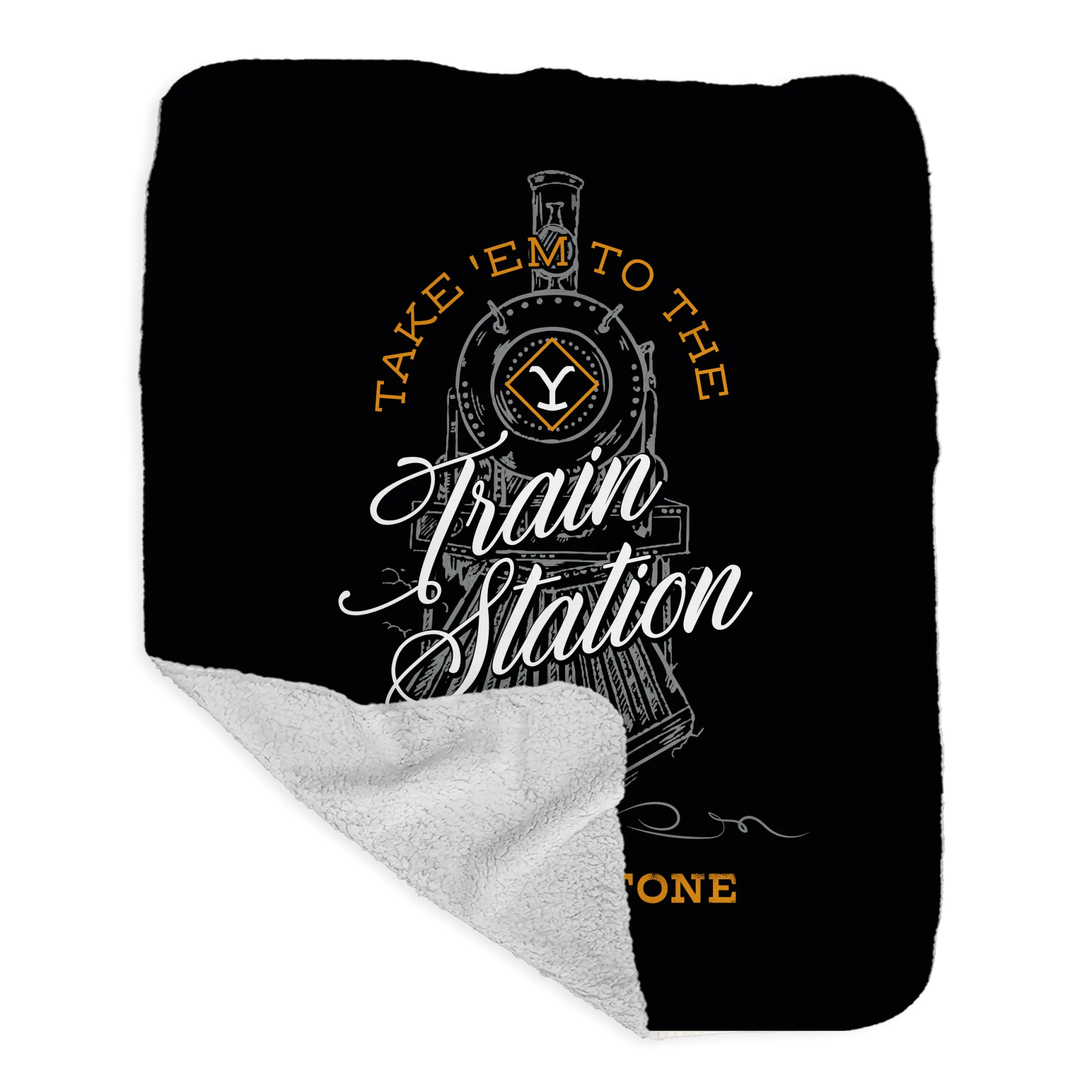 Yellowstone Take 'Em To The Train Station Sherpa Blanket