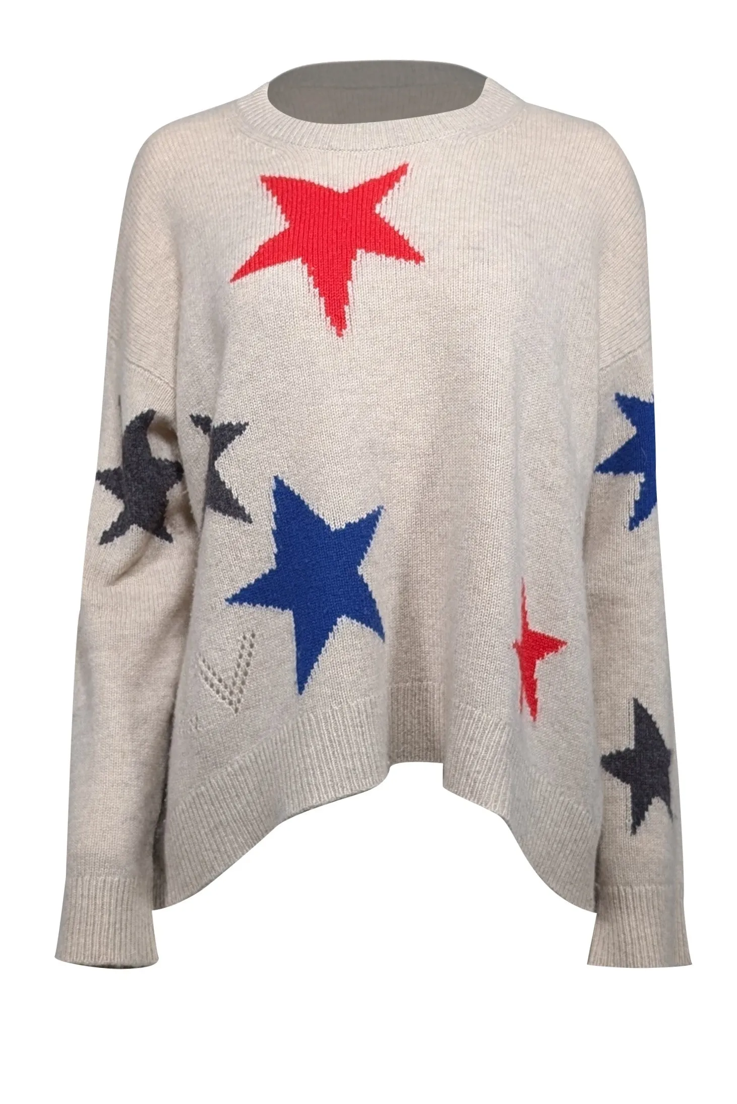 Zadig & Voltaire - Beige Cashmere Sweater w/ Star Pattern Sz M