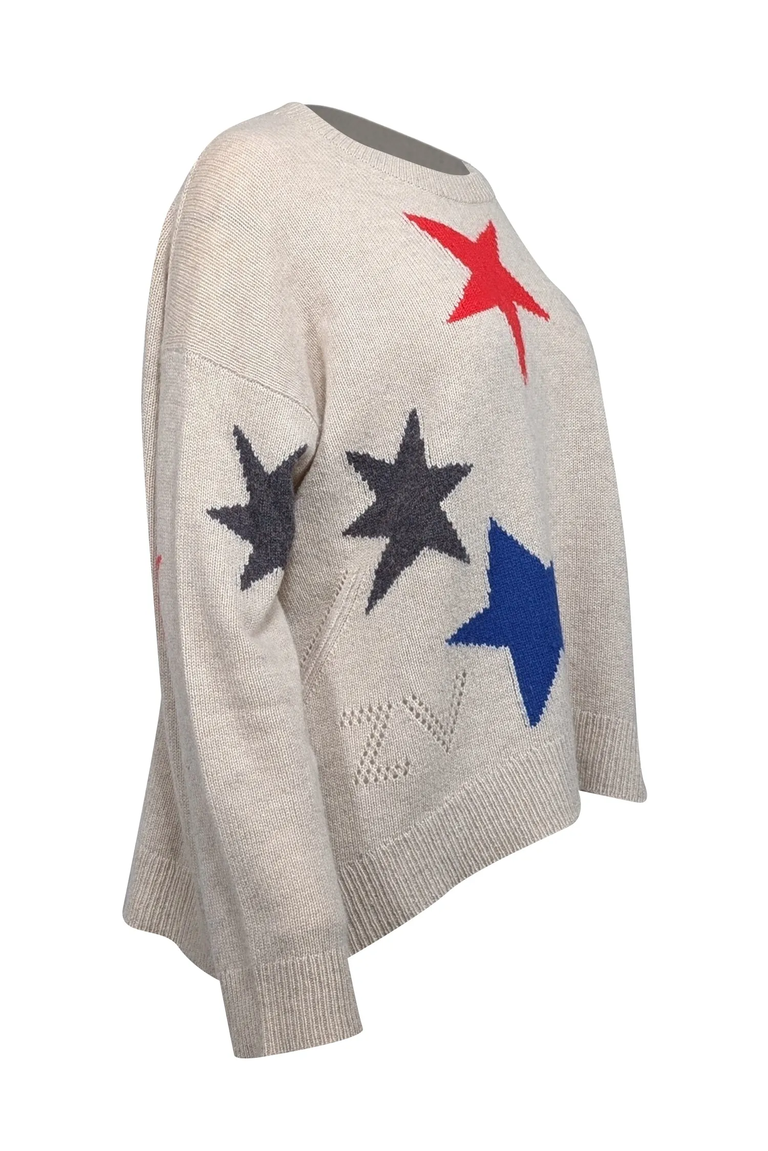 Zadig & Voltaire - Beige Cashmere Sweater w/ Star Pattern Sz M