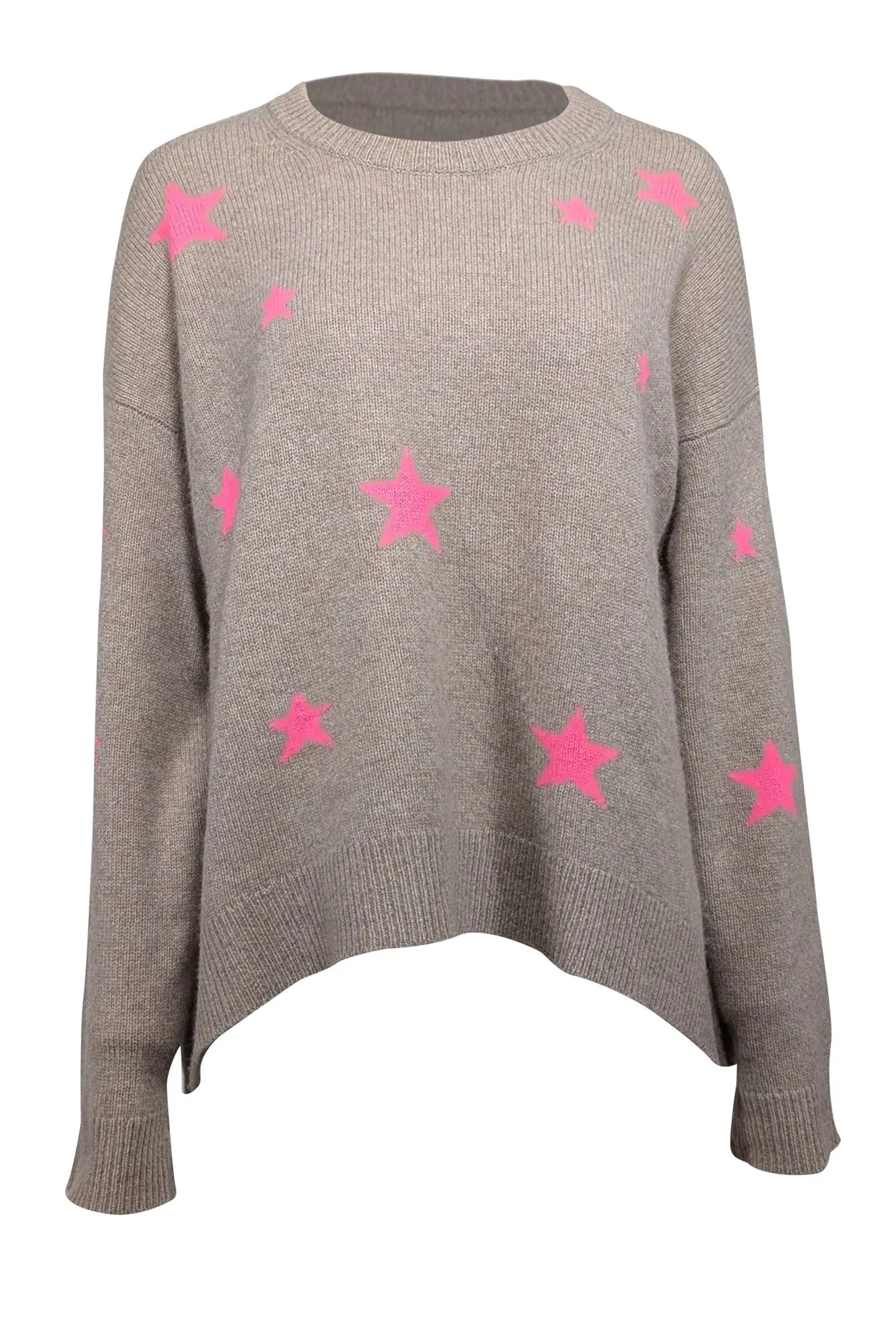 Zadig & Voltaire - Light Brown & Pink Star Pattern Cashmere Sweater Sz M