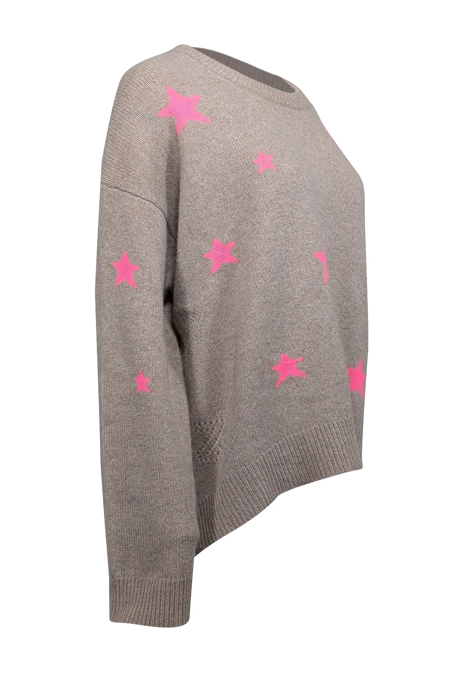 Zadig & Voltaire - Light Brown & Pink Star Pattern Cashmere Sweater Sz M