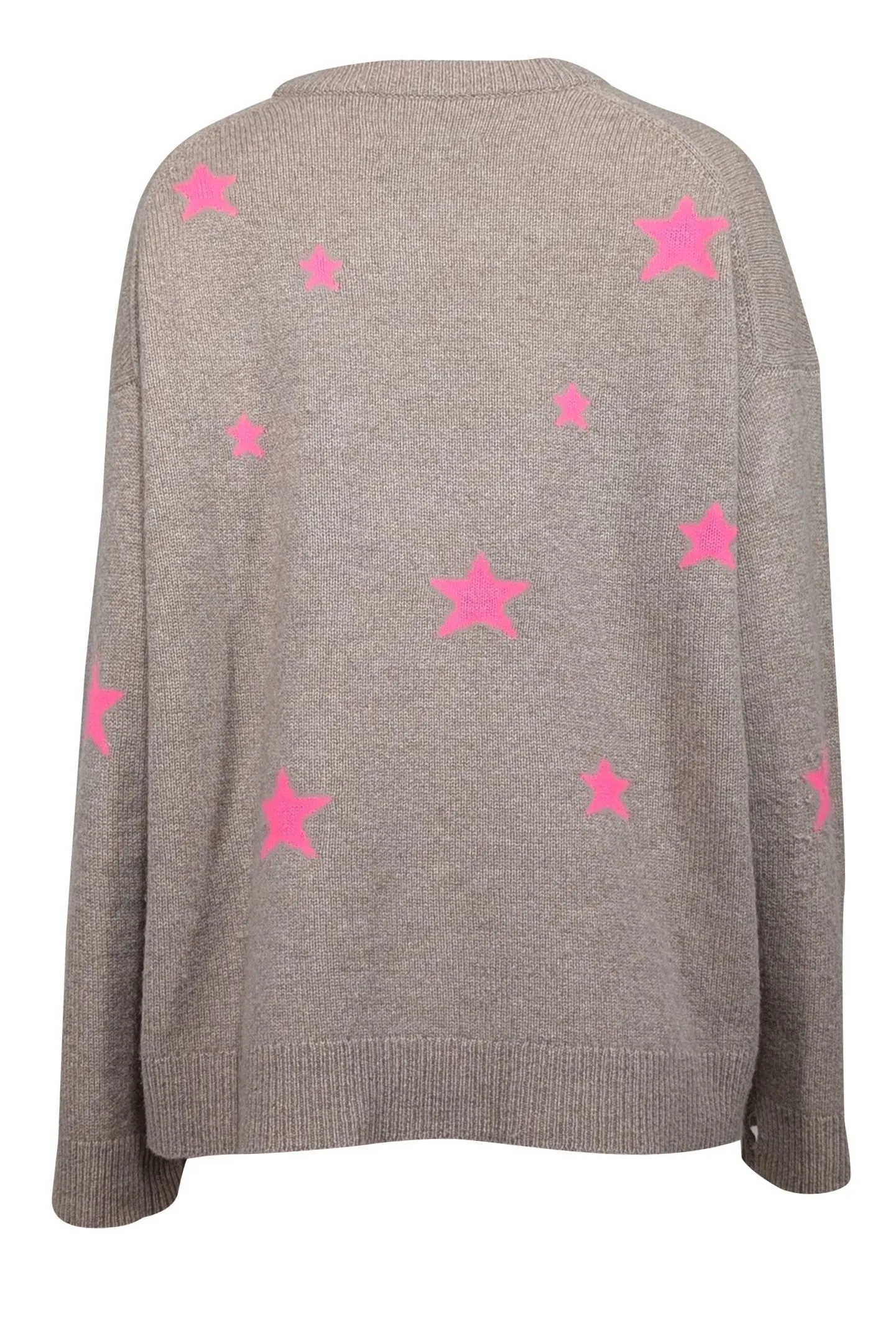 Zadig & Voltaire - Light Brown & Pink Star Pattern Cashmere Sweater Sz M