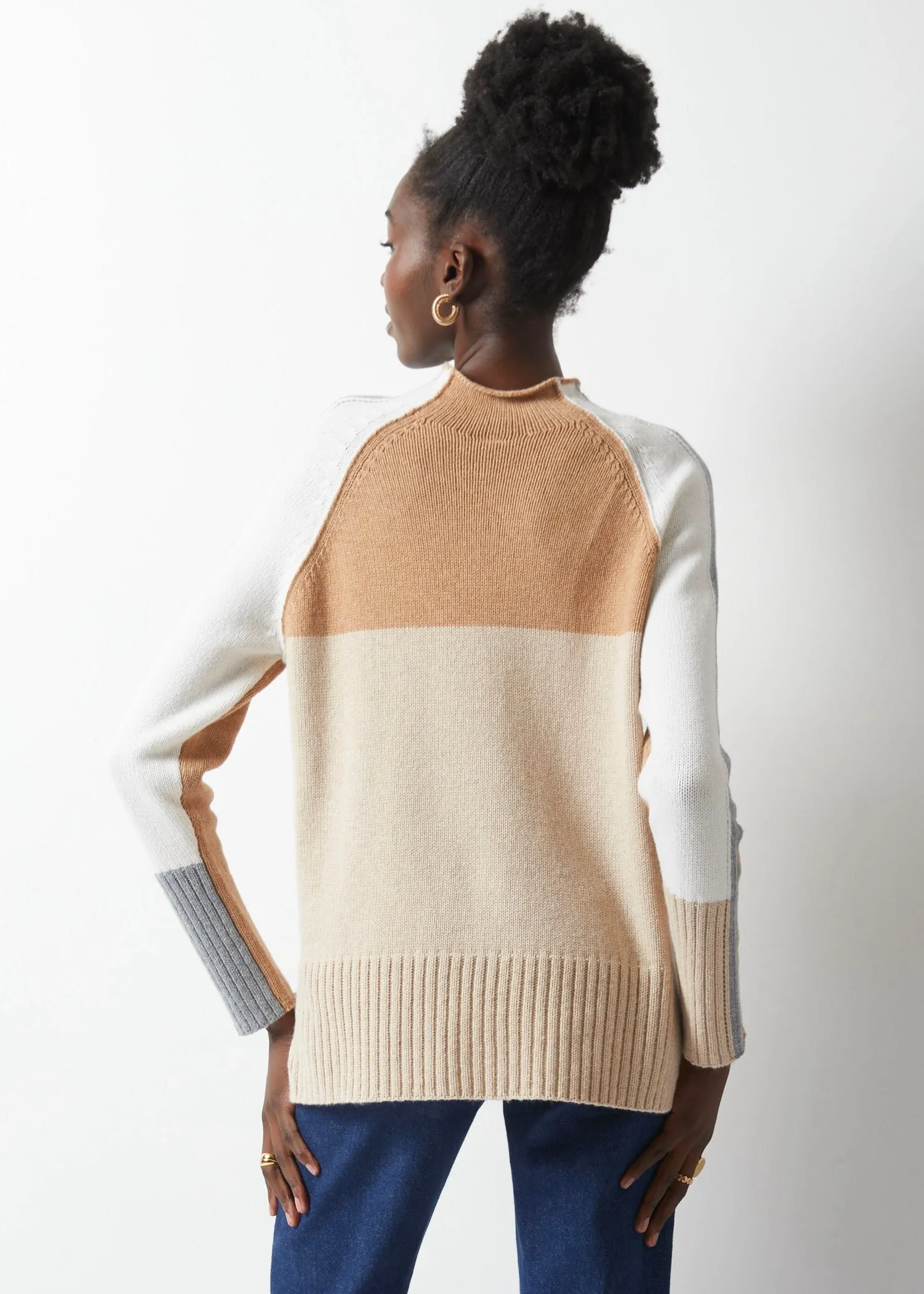 Zaket and Plover ZP6303U Intarsia Funnel Neck Sweater