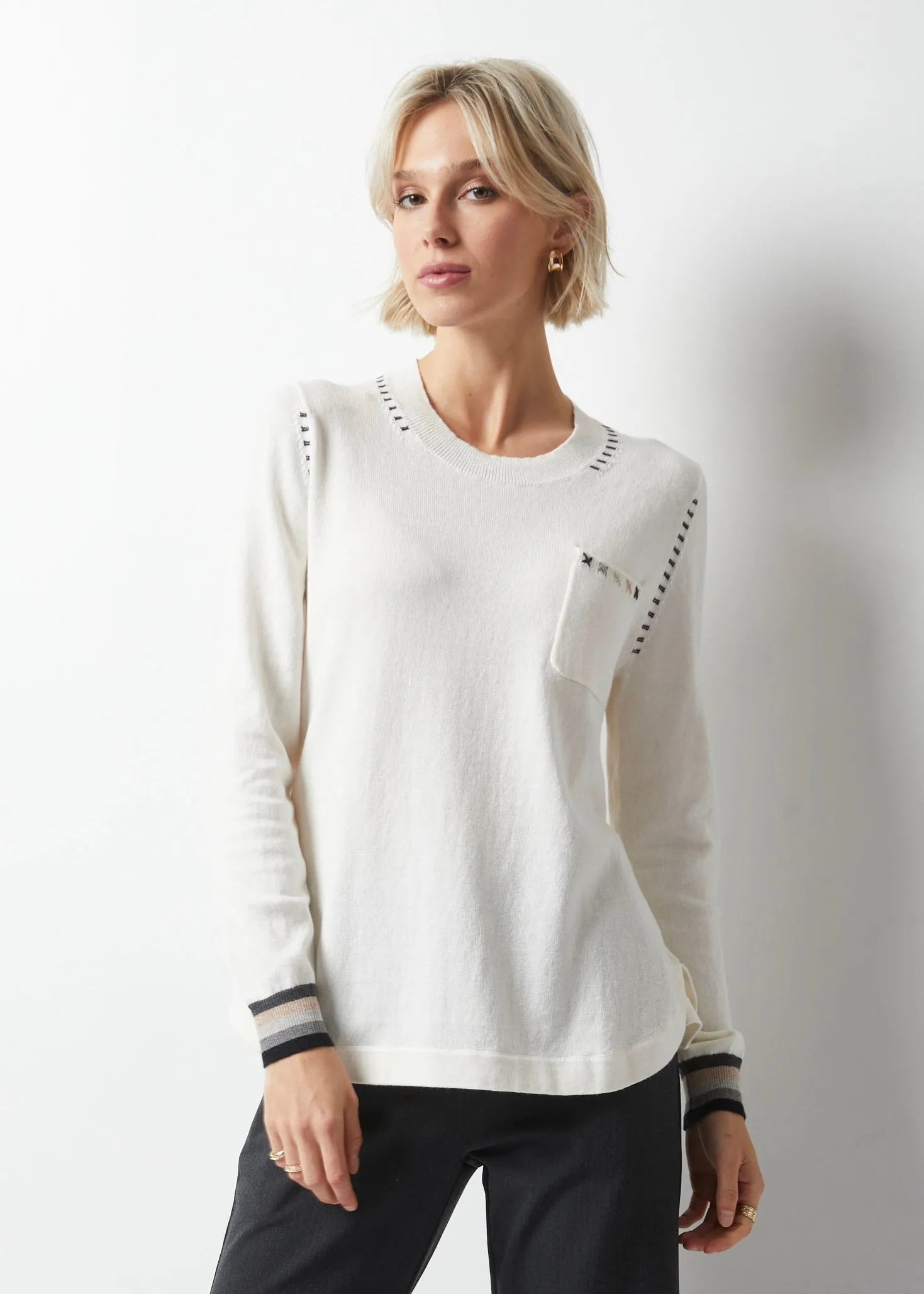 Zaket and Plover ZP6326U Handwork Curve Sweater