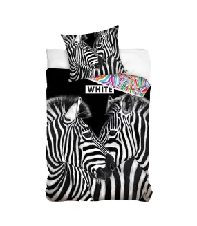 Zebra duvet cover set black/white/multicoloured Generic